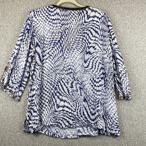 Soft Surroundings tunic abstract print beaded neckline PXL beachy coastal swim - Picture 9 of 9